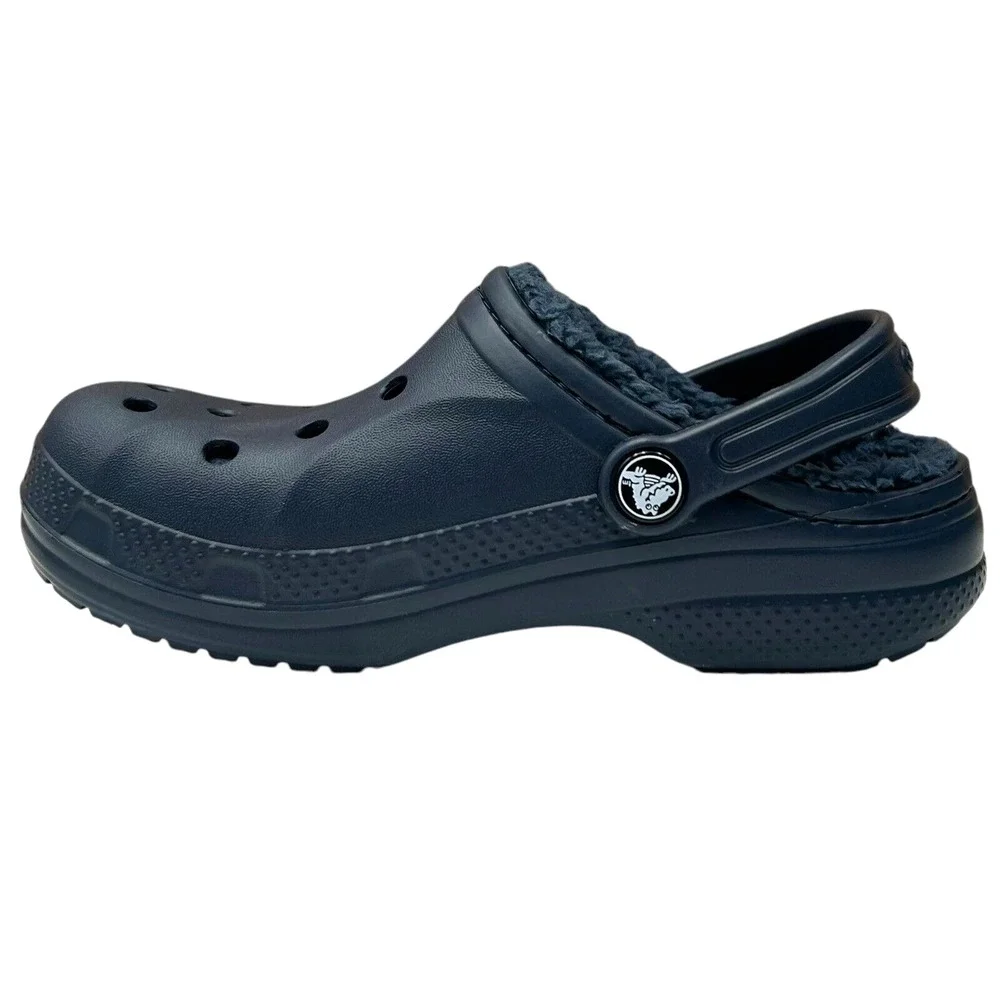 Crocs Youth Boy's Lined Slip-on Clogs Size 3 Navy‎ Blue Lightweight Cozy & Comfy